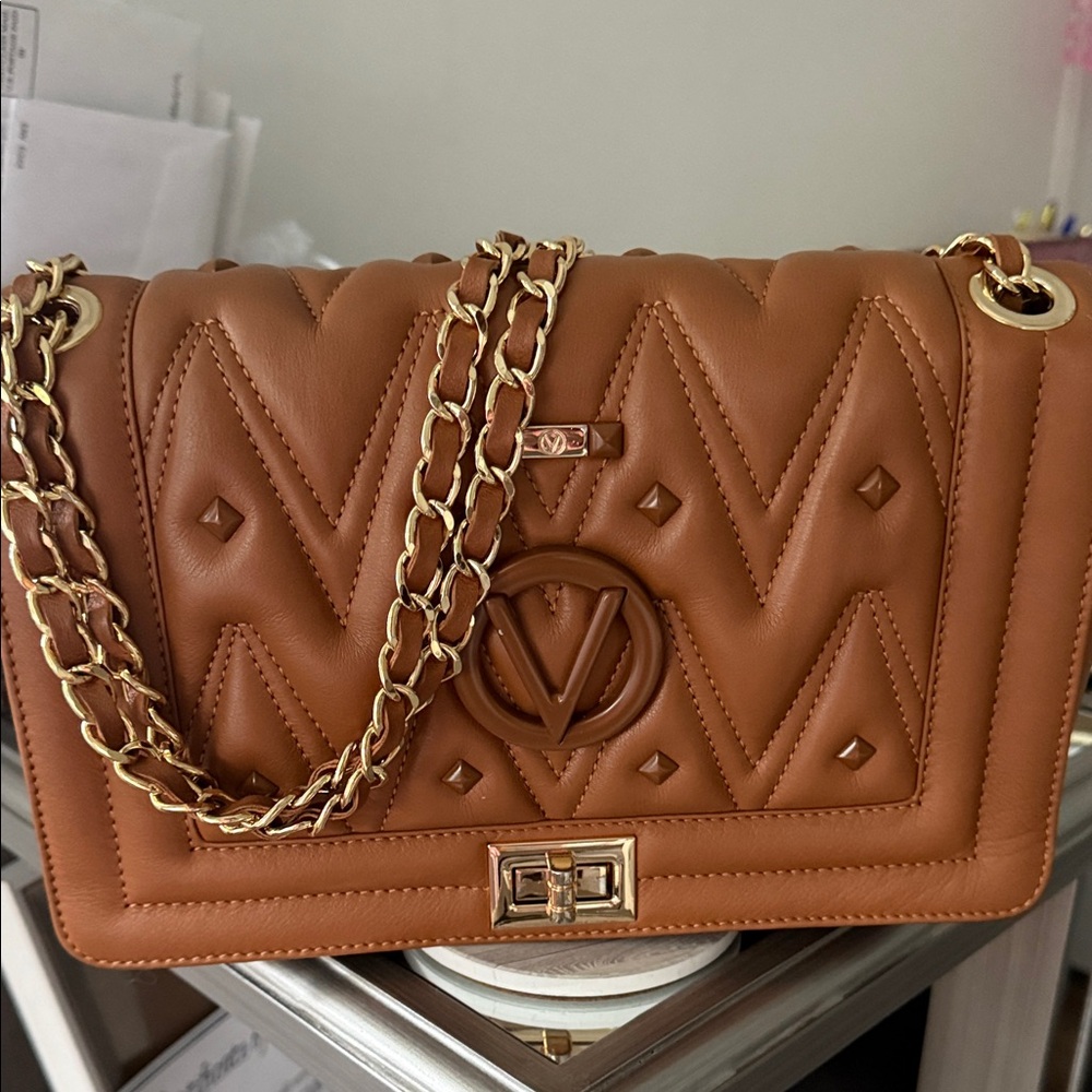 Valentino By Mario Valentino Tan Quilted Shoulder Bag